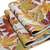 Akemaio Cotton Linen Table Runner 13x71 Inch Fall Decor Maple Leaf view 5