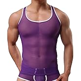Utcelut Men's Sleeveless Semi-Transparent Muscle Undershirt Sexy Mesh Tank Tops
