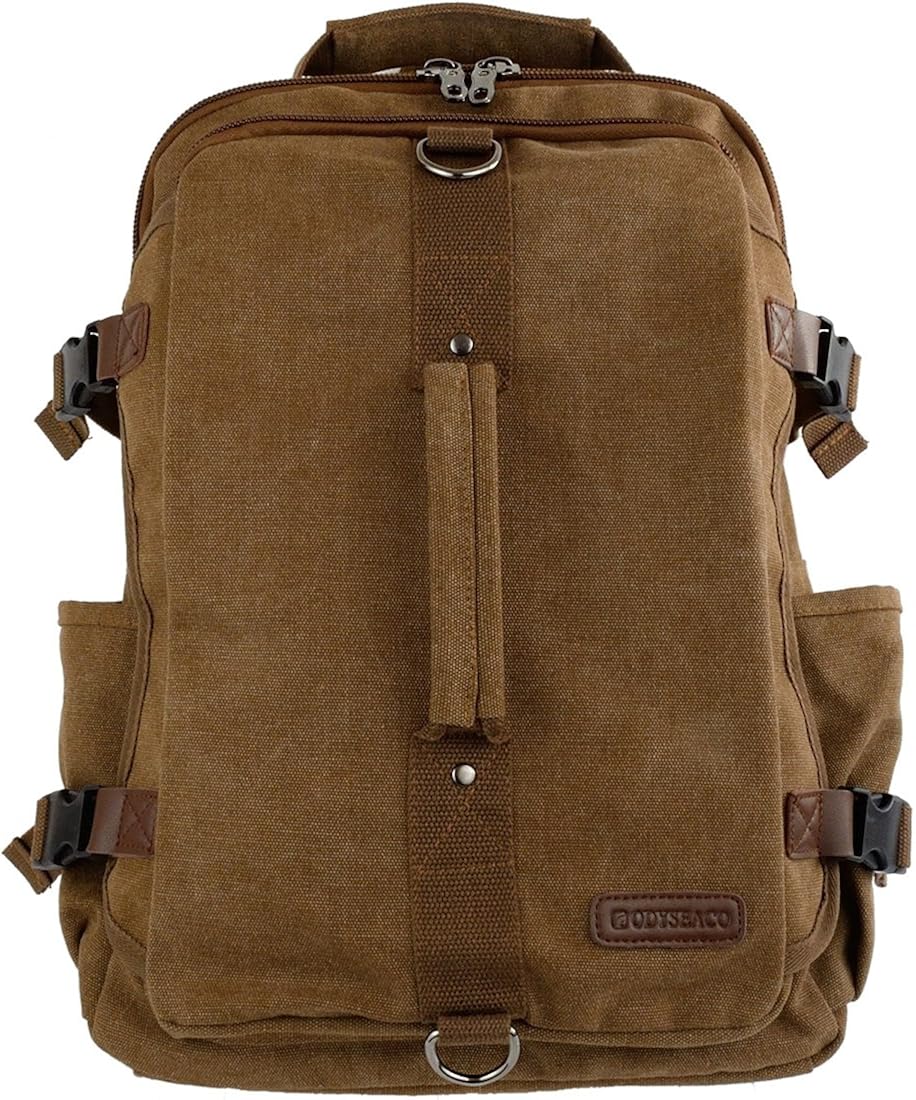 Odyseaco Montera Vintage Canvas Backpack - Heavy Duty Casual Daypack Rucksack Best For Travel