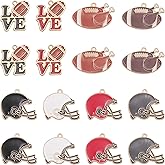 yaokan 16 Pack Enamel Football Helmet Charms - I Love Sports Rugby Ball Pendants for DIY Necklace Bracelet Earring Accessories