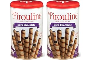Pirouline Rolled Wafers – Dark Chocolate – Rolled Wafer Sticks, Crème Filled Wafers, Rolled Cookies for Coffee, Tea, Ice Cream, Snacks, Parties, Gifts, and More – 14.1oz Tin 2pk