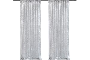 Silver Sequin Backdrop Curtains 2 Pieces 2ftx8ft Glitter Backdrop Curtains Photography Background Party Curtain Glitter Weddi
