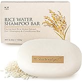mimosu Hair Growth Shampoo Bar, Fermented Rice Water 2-in-1 Shampoo & Conditioner, 5oz, Unscented, pH Balanced, Solid Bar for Oily Hair, Korean Hair Care