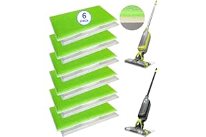 Kodahome Replacement Mop Pads for Shark Vacmop VM252 VM250 QM250 VM200 VM190 Disposable Hard Floor Vacuum Mop Pad Refills, Ideal for Daily Wet Cleaning as Upgraded Microfiber (Green 6 Count)