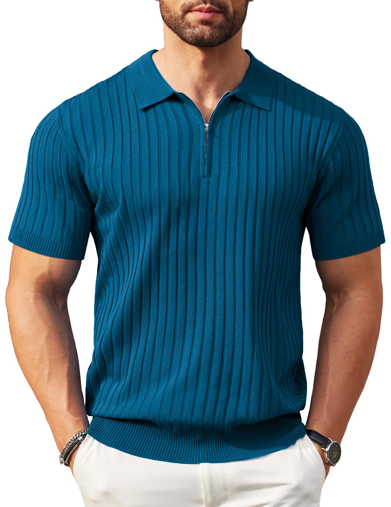 And Now This Mens Ribbed Pocket Knit Short Sleeve Shirt Gray Size X Large main image 1
