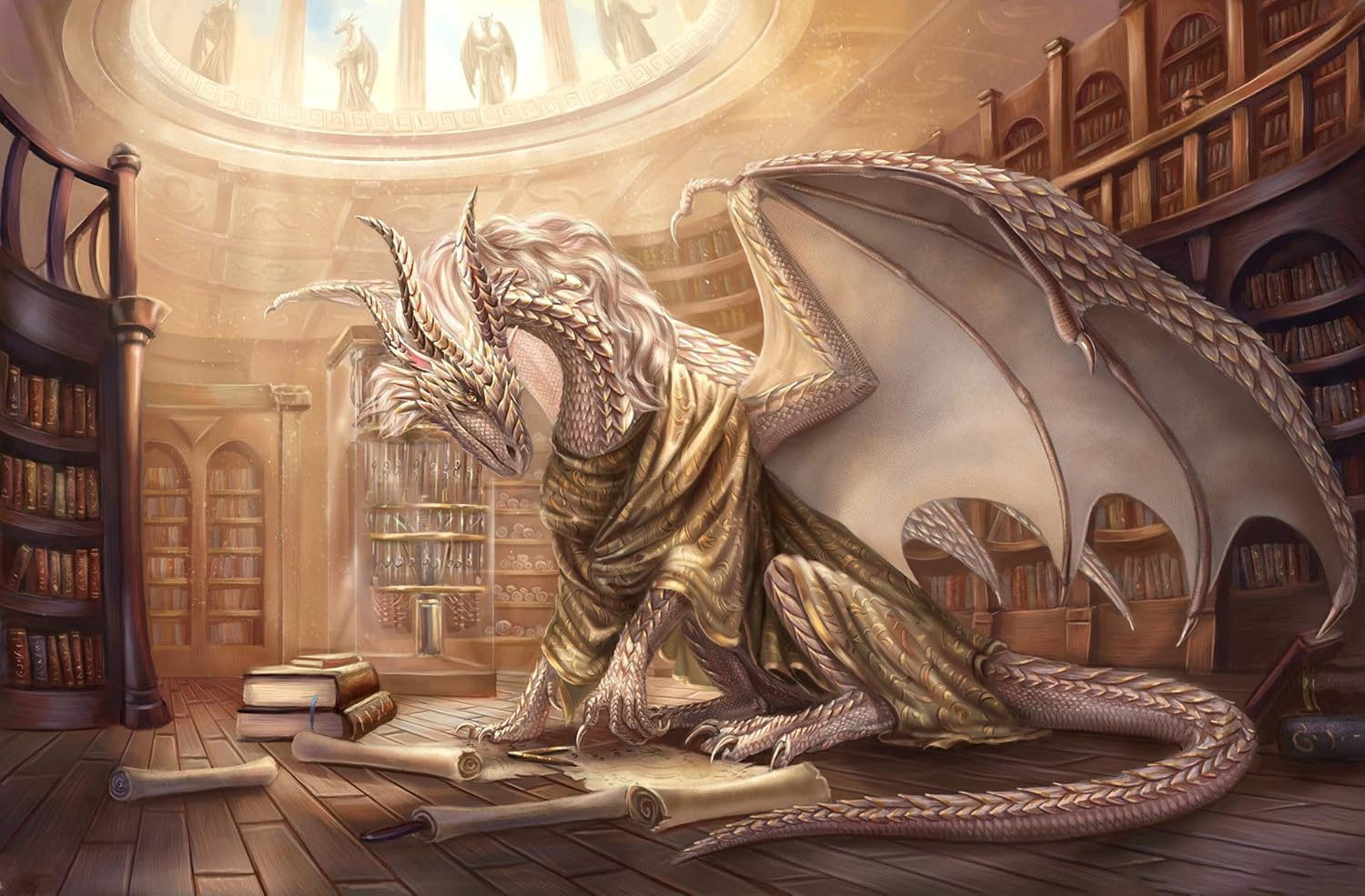 WACYDSD Puzzle Adulte 1500 Pièces Dragon Blanc dans La Librairie Puzzle