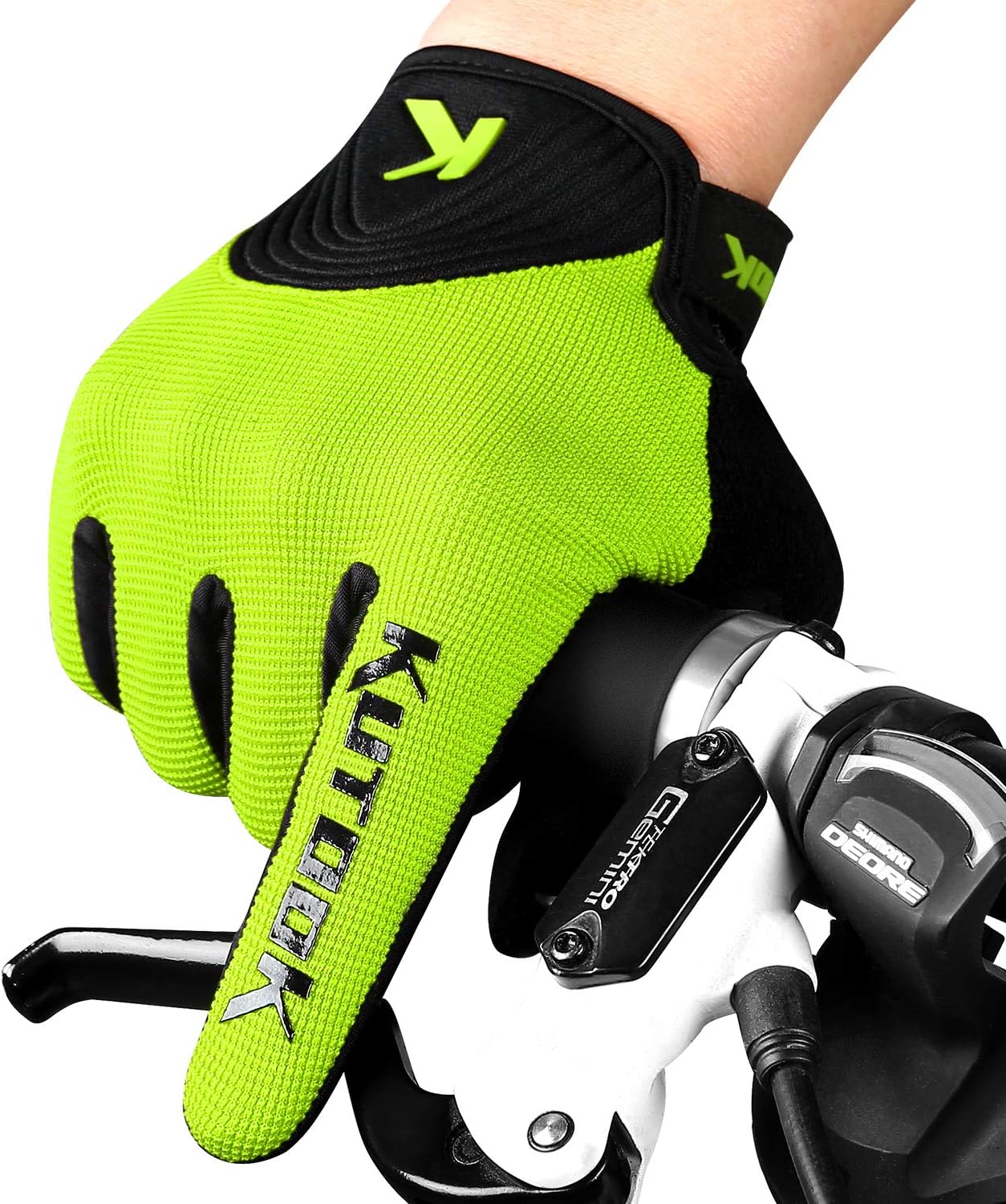 KUTOOK Cycling Gloves Full Finger Touch Screen Wear Resistant with Shock Absorbing Pad Bike Gloves Men for MTB Road