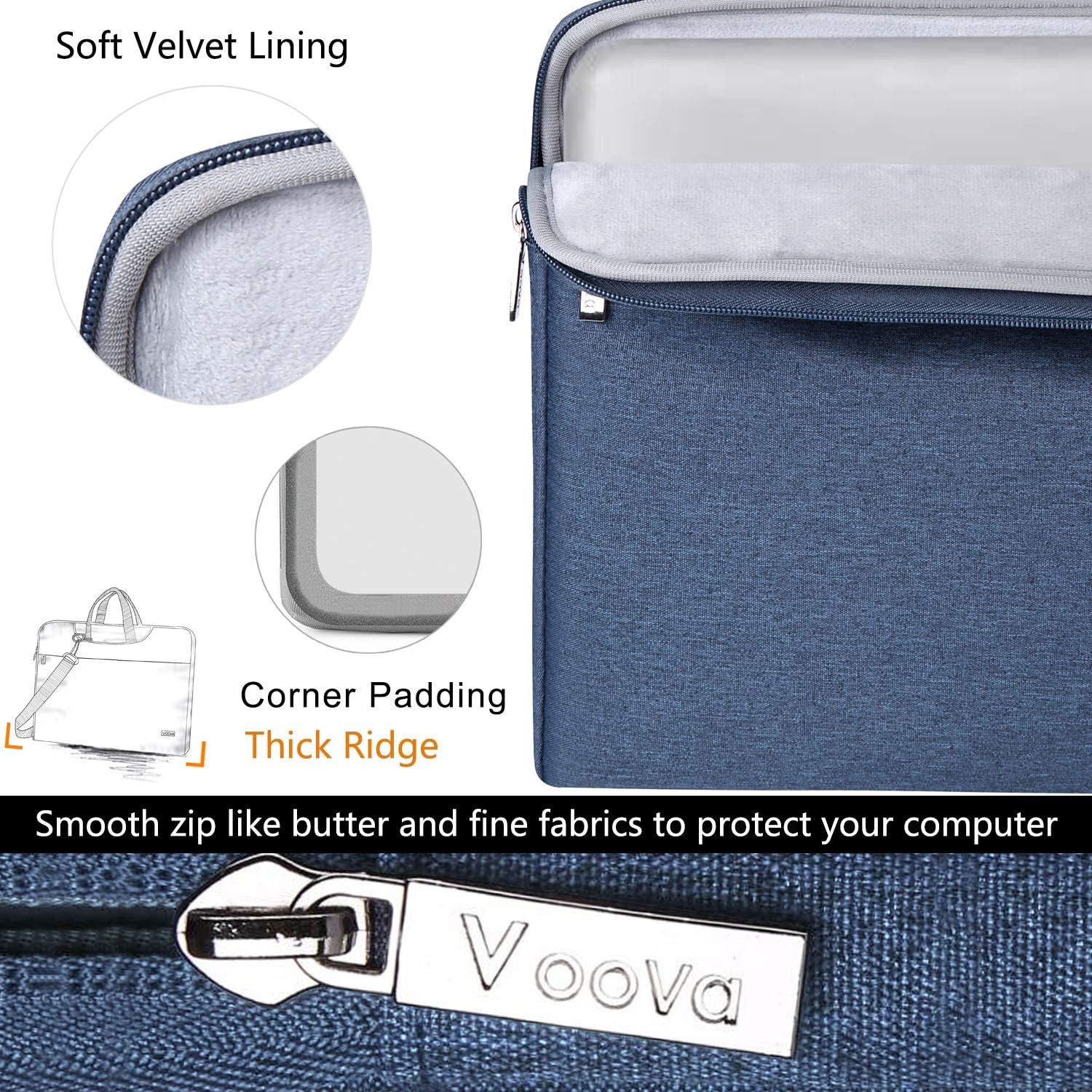 V Voova Laptop Bag Sleeve 14 15 15.6 inch with Shoulder Strap,Slim Computer Carrying Case Cover Compatible with MacBook Pro 16,HP 15.6,Dell Inspiron 15 3000,Acer Chromebook 14,2021 Asus Rog,Blue: Computers & Accessories