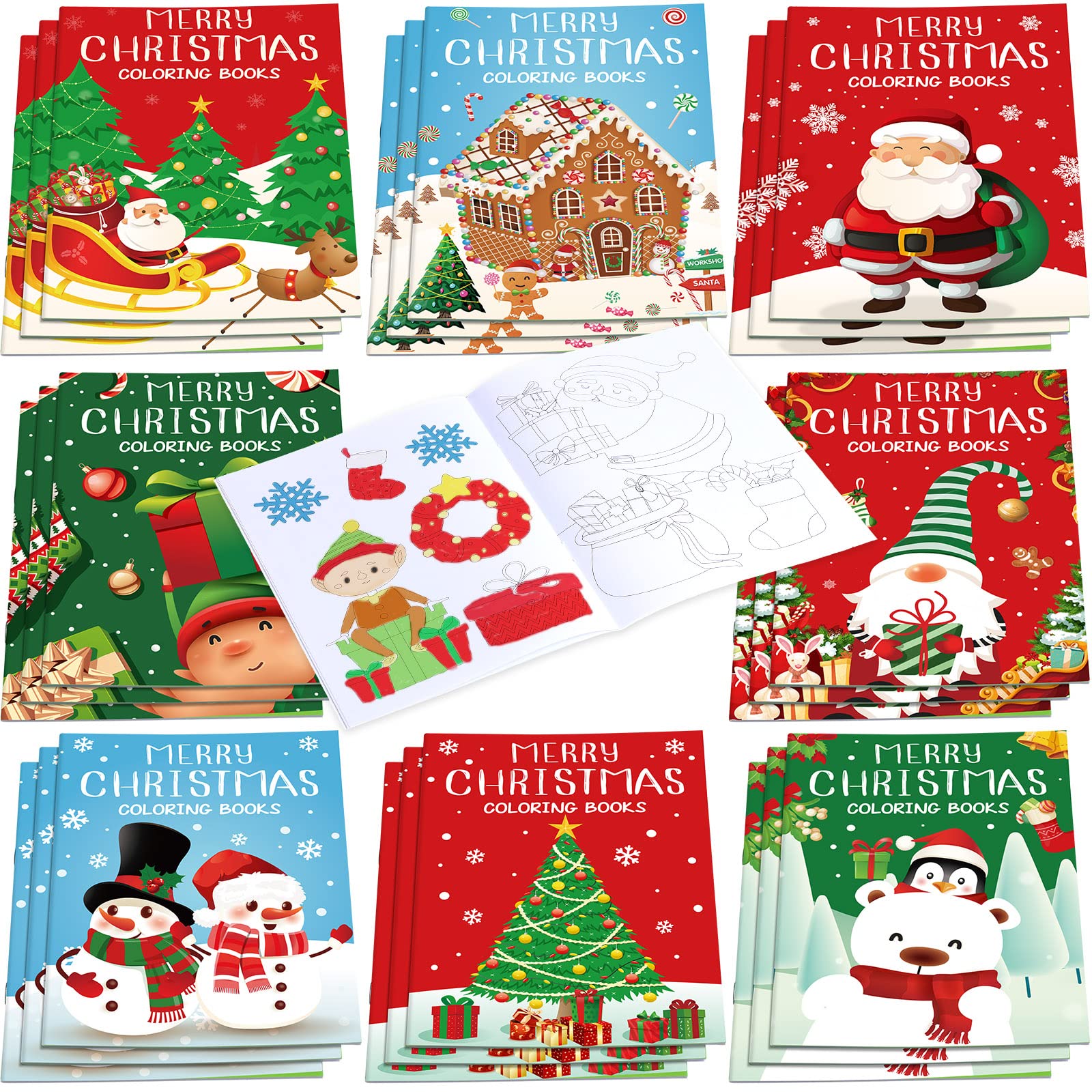 Faccito 24 Pcs Bulk Christmas Coloring Books for Kids Mini Coloring Books Party Favors Xmas DIY Art Drawing Kits for Stocking Stuffer Christmas Party Supplies Goodie Bags Gifts Activities Filler