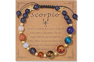 Vinswet Zodiac Bracelets for Women Men,12 Constellations Healing Crystal Stone Beads Bracelet Birthday Zodiac Gifts Horoscope Spiritual Jewelry Bracelet Gifts