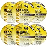 RESCUE Bach PASTILLES, Black Currant Flavor, Natural Stress Relief Lozenges, Homeopathic Flower Essence, Vegetarian, Gluten and Sugar-Free, 6-Pack