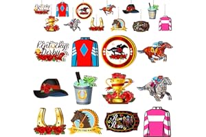 GREHUMOR 24Pcs Kentucky Derby Hanging Ornaments Horse Racing Kentucky Decorations Run for The Roses Wood Hanging Pendants Derby Time Decor for Derby Day Party Supplies