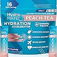 HydroMATE Electrolytes Powder Low Sugar - 16 Count Peach Tea Instant Hydration Packets with Vitamin C to Boost Energy - Low Sugar Electrolytes Powder Packets to Support Hydration Fast Party Recovery