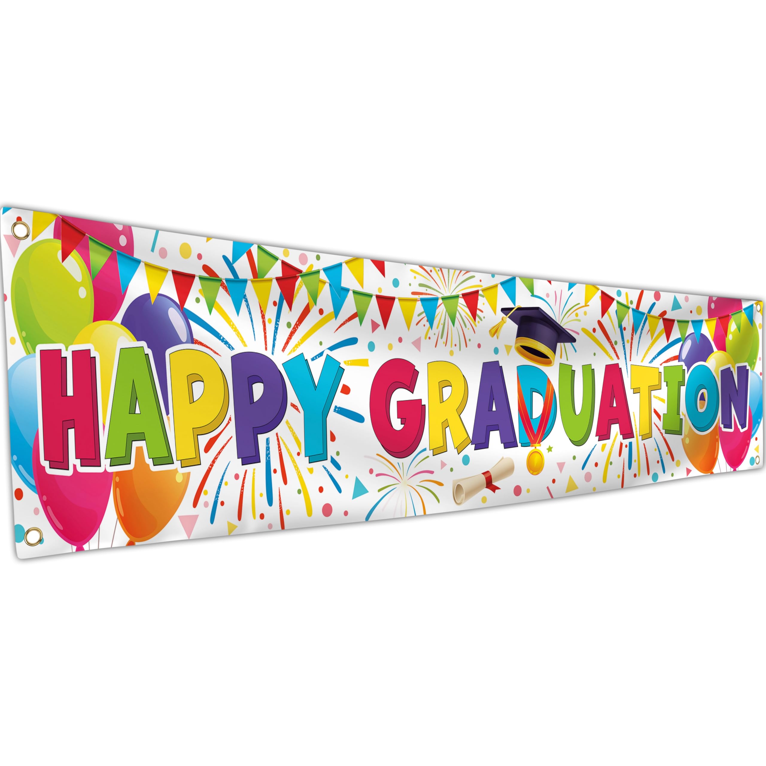 Congratulations Banner - Graduation Decorations 180 x 40cm - Well Done Banner - We are so Proud of You – You Did It (White)