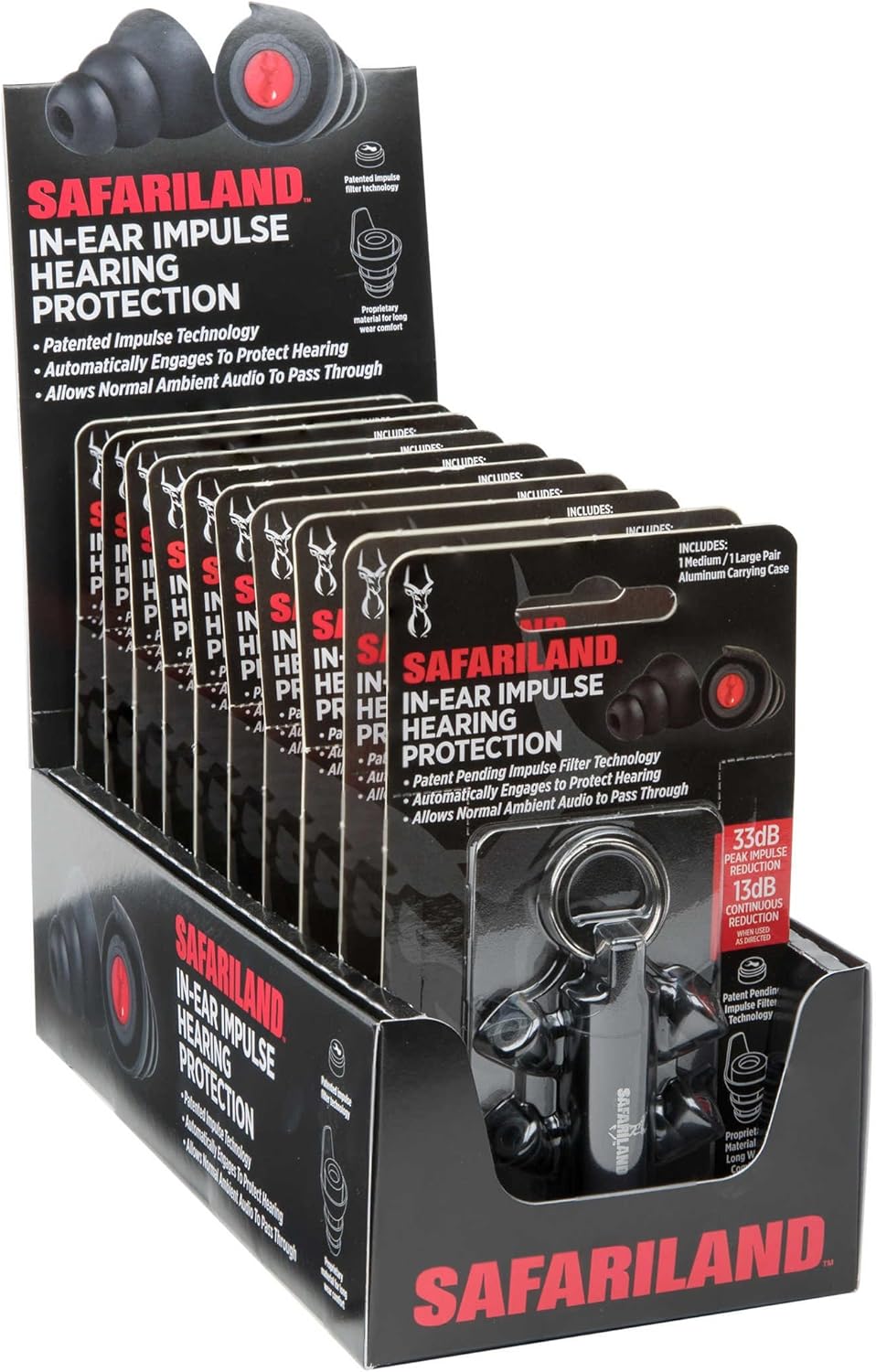 Safariland in-Ear Impulse Hearing Protection, Black/Red, Medium/Large : Clothing