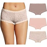 Maidenform Women's Underwear Boy Shorts Pack, 3-Pack, Microfiber Boy shorts Underwear Women Pack, Lace Panties for Women