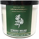 Bath & Body Works, Aromatherapy Stress Relief 3-Wick Candle, Eucalyptus Spearmint
