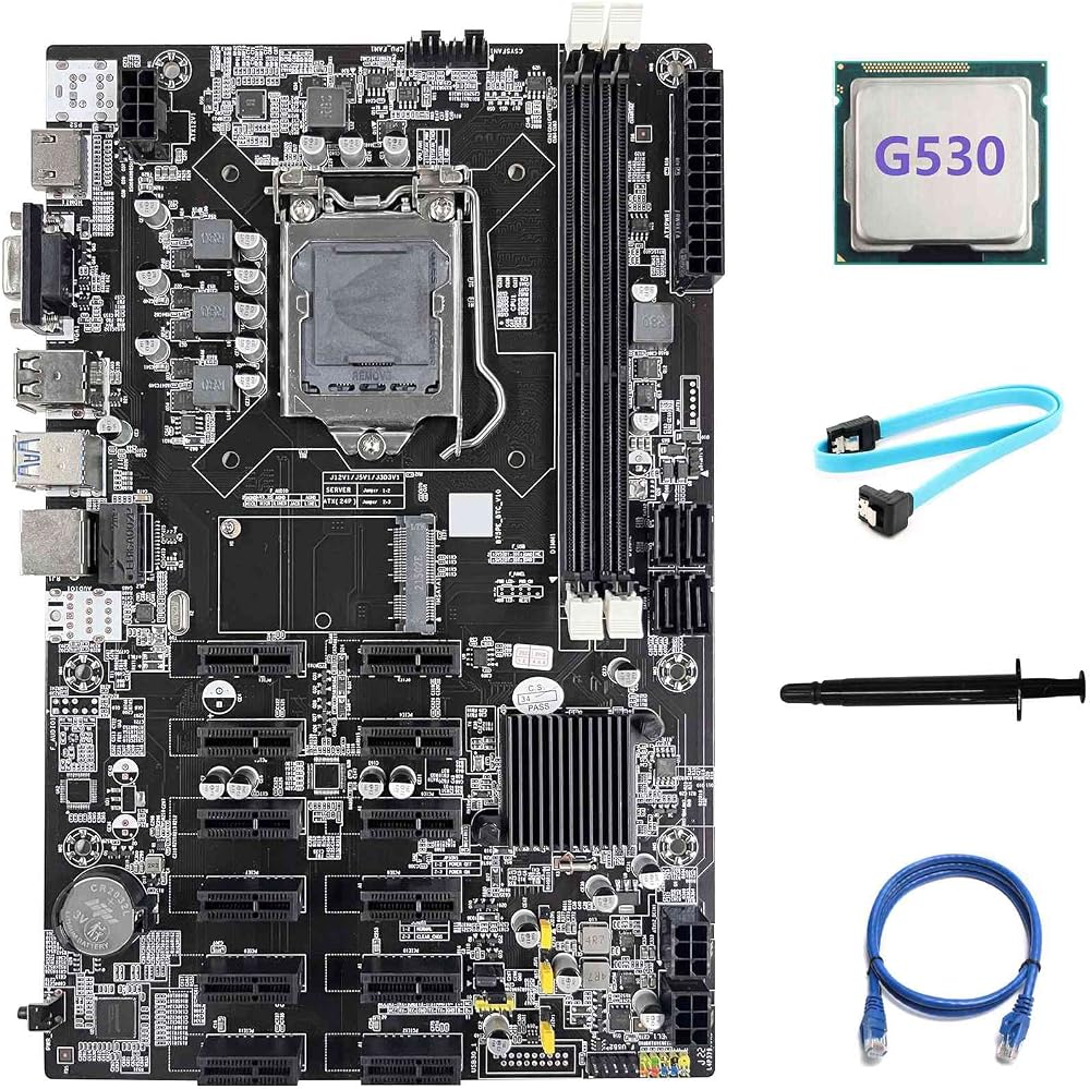 PRIZOM B75 Motherboard 12 PCIE ETH Mining + G530 CPU + Cable RJ45 LGA1155