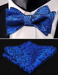 Alizeal Men's Paisley Jacquard Tuxedo Self Bow Tie