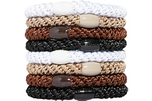 L. ERICKSON U.S.A. L. Erickson Grab & Go Pony - Neutral - 8 Pack Ponytail Holder Hair Ties - Brown Black White Mix