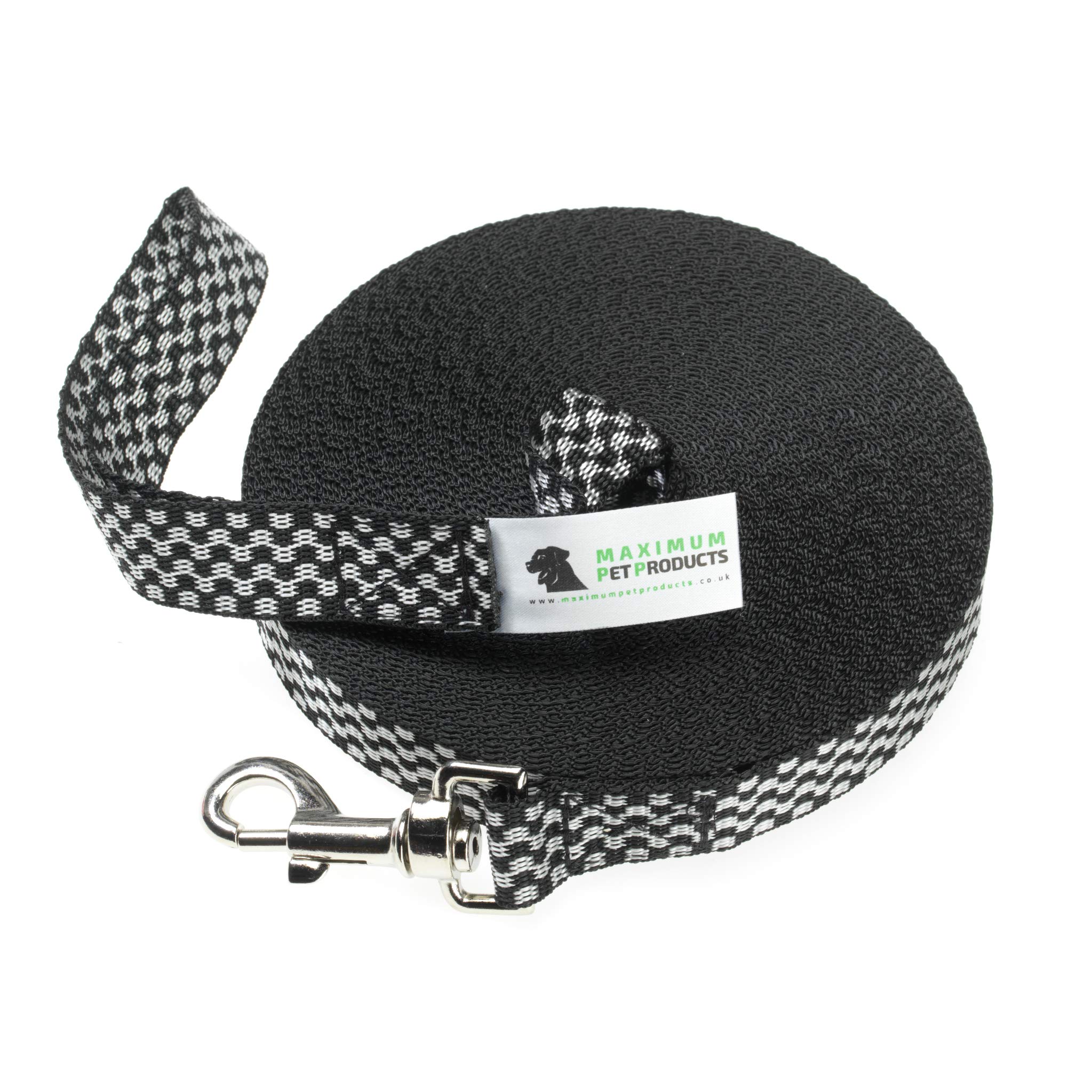 Maximum Pet Products Chequered Dog & Horse Training Lunge Lead. 25mm - 1" Wide. Very Strong) 65ft/20M
