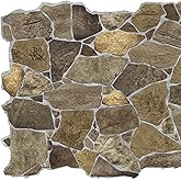 Dundee Deco 3D Wall Panels Faux Stone PVC Brown, 3.2 ft X 2.1 ft (98cm X 63cm), Interior Design Wall Paneling Decor, Total Co