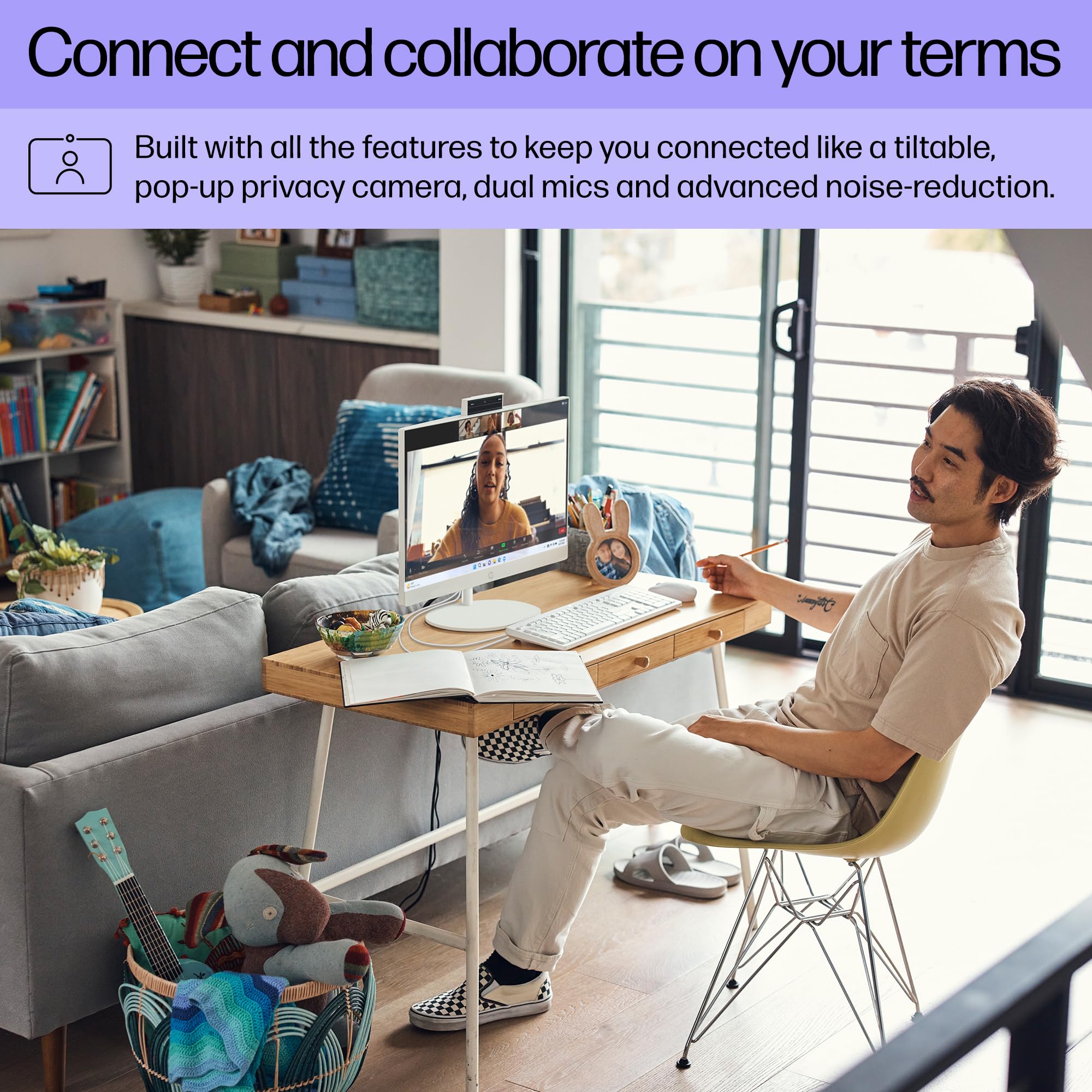 HP 24 inch All-in-One Desktop PC, FHD Display, AMD Ryzen 7 7730U, 16 GB RAM, 512 GB SSD, AMD Radeon Graphics, Windows 11 Home, 24-cr0032 (2024)