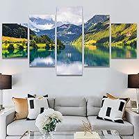 SIGNWIN 5 Panel Canvas Wall Art Modern Art Dramatic Farmhouse/Country Mountain Multicolor Nature Photography for Home Decorations Ready to Hang - 60
