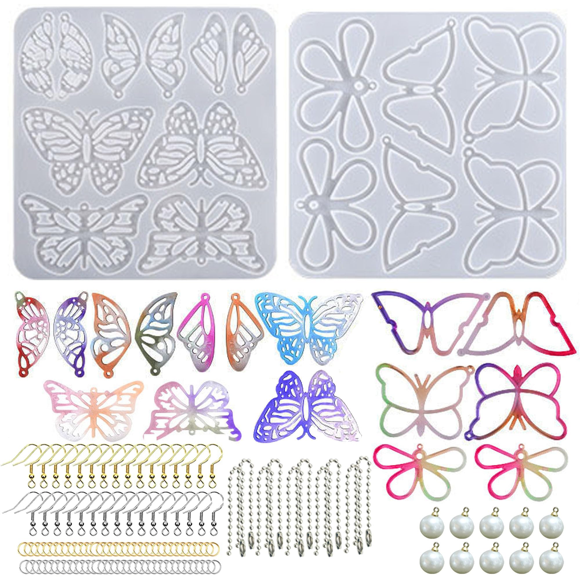Attuslla Earring Resin Molds Silicone Butterfly Jewelry Making Earring Molds Pendant Casting Resin Epoxy Molds with Jump Rings for DIY Jewelry Making, Pendant, Earrings