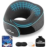 Travel Neck Pillows for Airplanes Neck Pillow, Travel Essentials, Memory Foam Updated Resting Material, Airplane Travel Set w