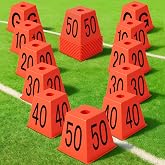 Motionchic 11 Pcs Football Field Yard Line Markers Orange 4 Sided Stackable | High Visibility for Training, Portable Lightweight Design, Numbered 10-50 Yard Line Markers, Stackable Storage