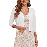 CUNYI Women's 3/4 Sleeve Cropped Cardigan Sweater Open Front Elegant Shrugs for Women
