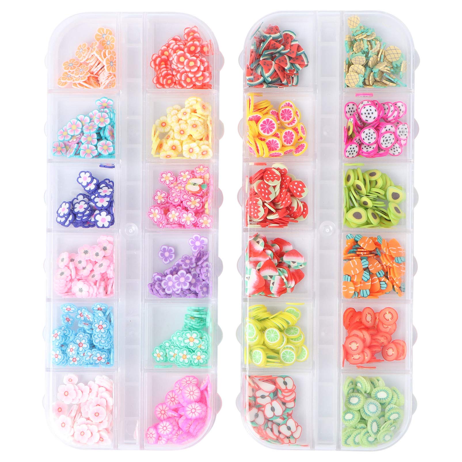 Beaupretty 2 Boxes 3D Fruit Polymer Slices DIY Nail Art Slices Colorful Crystal Flower Fruit Clay Nail Slice Nails Sequins DIY Nail Art Marking Tools