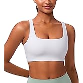 CRZ YOGA Butterlift Double Lined Square Neck Sports Bras for Women - Wireless V-Shaped Racerback Workout Yoga Top Non Padded