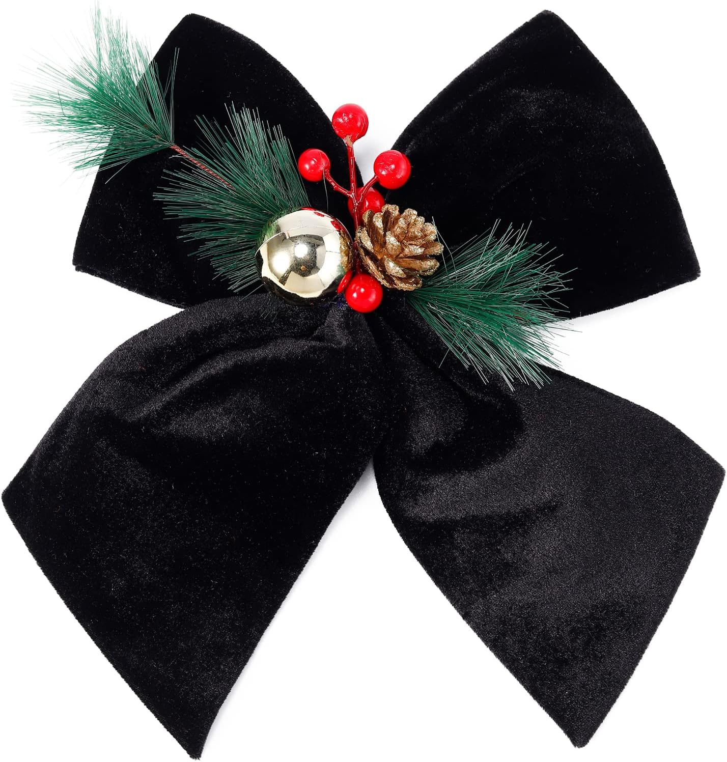 Bows & Ribbons - allgala Christmas Decorative Velvet Bows for Wreath Garland Christmas Tree-2 Pack-10 in (20x25cm)-Black-XBW92202
