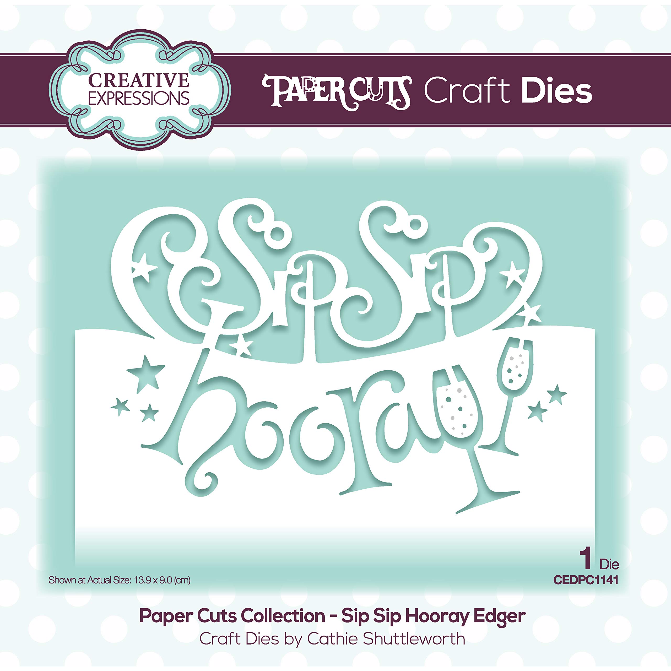Creative Expressions Paper Cuts Edger Sip Hooray-Craft Die, Metal, 13.9 x 9 cm, CEDPC1141