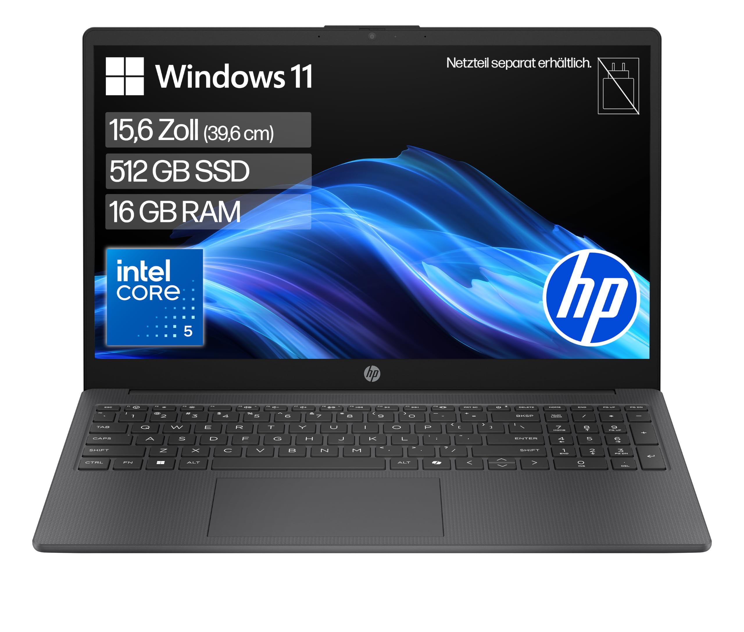 HP Laptop, 15,6" FHD, Intel Core 5, 16GB RAM, 512GB SSD