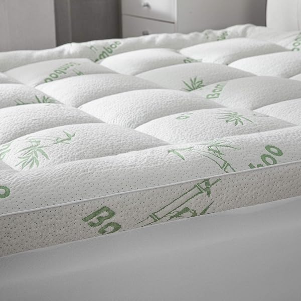 COOLING MATTRESS TOPPER – QUEEN SIZE | PLUSH PAD MATTRESS TOPPER FOR BACK PAIN RELIEF, 8-21″ DEEP POCKET | VISCOSE MADE FROM BAMBOO PILLOW TOP | BEDROOM ESSENTIALS