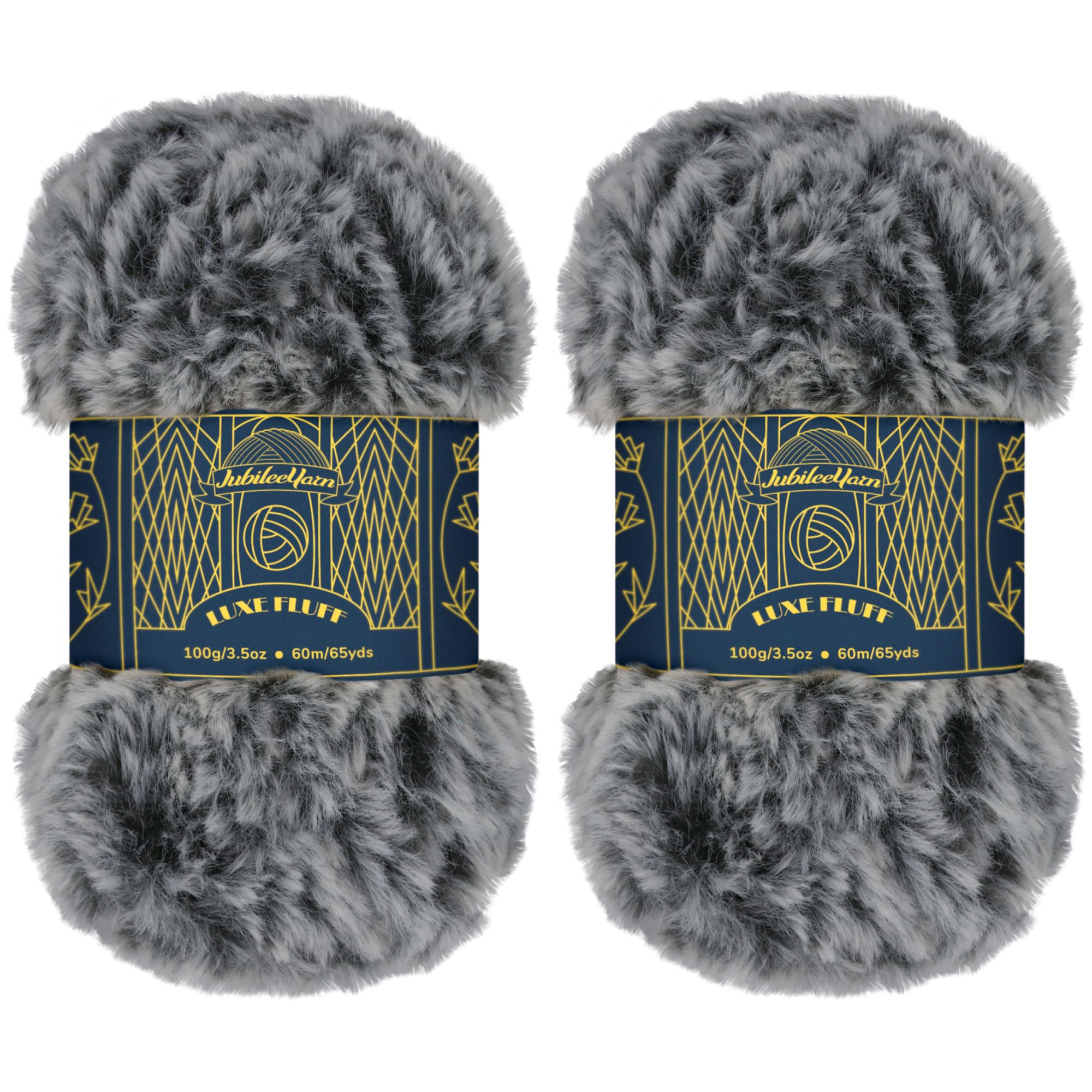 BambooMN Chunky Fluffy Faux Fur Eyelash Yarn - 100% Polyester - 100g/Skein - 2 Skeins - Black and White โ image 1