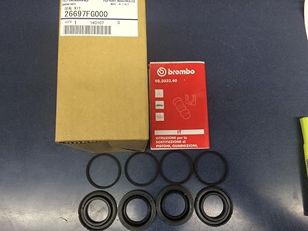 Brembo rear caliper rebuild kit for 2008-2017 Subaru WRX STI showing seals
