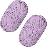 2 PCS T-Shirt Yarn Elastic Fabric Crochet Cloth Yarn for DIY Knitting, Spaghetti Yarn Thick Knitting Yarn for Hand DIY Bag Bl