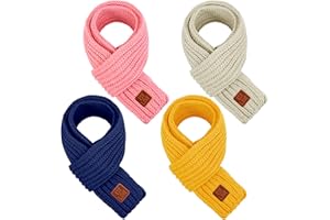 TODDOR 4 Pieces Kids Scarf Winter Knitted Kids Scarves Solid Color Neck Warmer for Children
