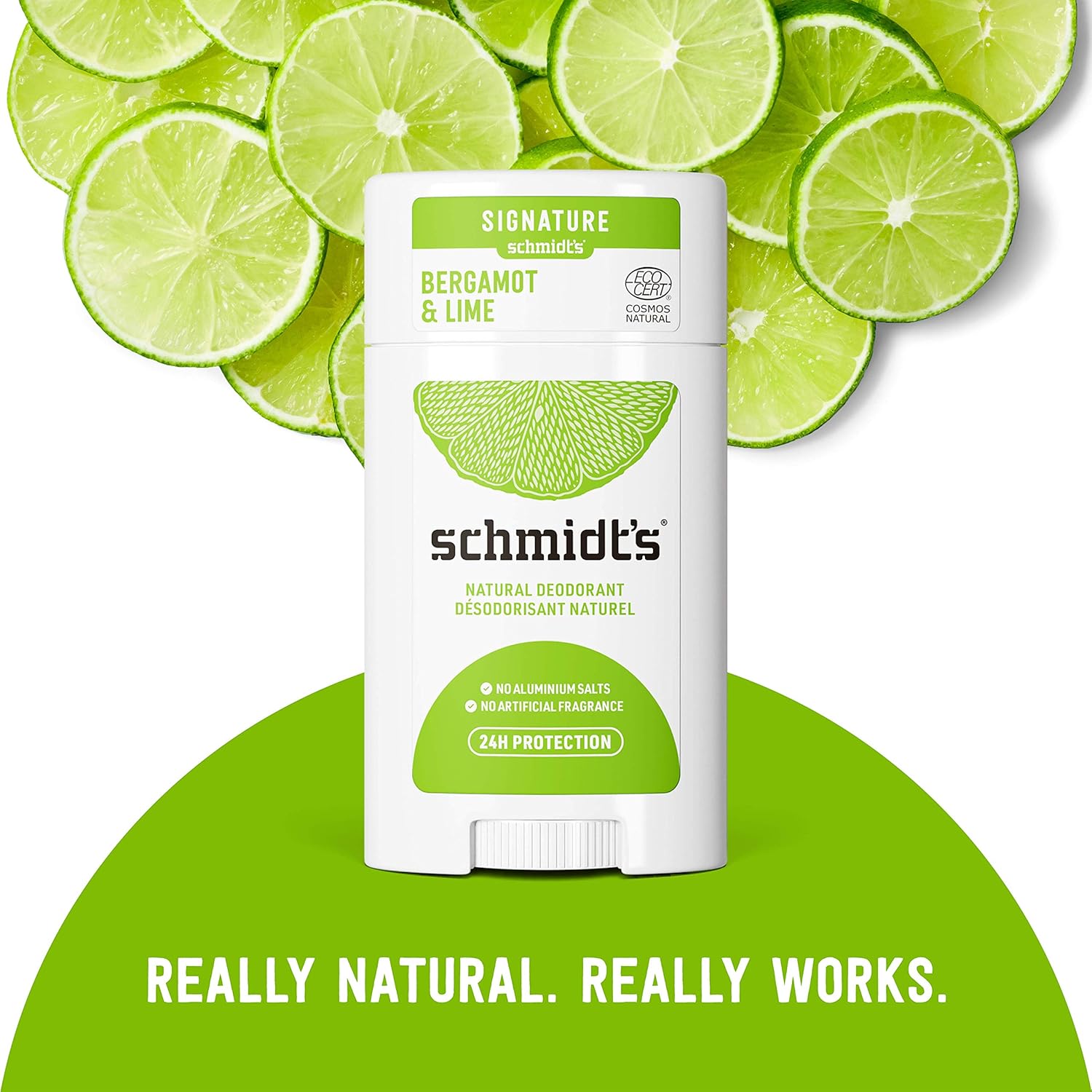 Schmidt's Aluminum Free Natural Deodorant For 24 Hour Odor Protection and Freshness, Bergamot + Lime Vegan, Certified Cruelty Free, 3.25 oz : Beauty