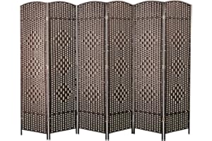 Cocosica Weave Fiber Room Divider, Natural Fiber Folding Privacy Screen with Stainless Steel Hinge & 6 Panel Room Screen Divider Separator for Decorating Bedding, Dining, Study and Sitting Room…