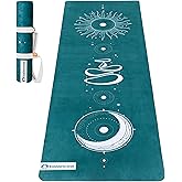 Yoga Mat With Strap 5mm Non Slip Suede & TPE - Eco-Friendly Fitness & Exercise Mat for Home Gym, Pilates, Hot Yoga, and Meditation - Lightweight Durable 72 x 24 inch Workout Mat for Women, Men