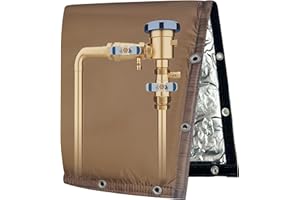 YEHCHI Backflow Preventer Insulated Cover (5˚F) Thick 6-Layer Fabric Pipe Insulation Cover (UV Coated) Winter Freeze Protection,for Water Well Pump Covers and Sprinkler Valve Covers (16" W X 20" H)