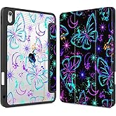 Mektron Case for 2025 iPad 11 inch (A16 Chip) 11th Gen Fit iPad 10th Gen10.9 inch 2022, Buit in Pencil Holder with Shockproof Cover Clear Shell + Trifold Stand + Auto Wake/Sleep, Fantasy Butterfly