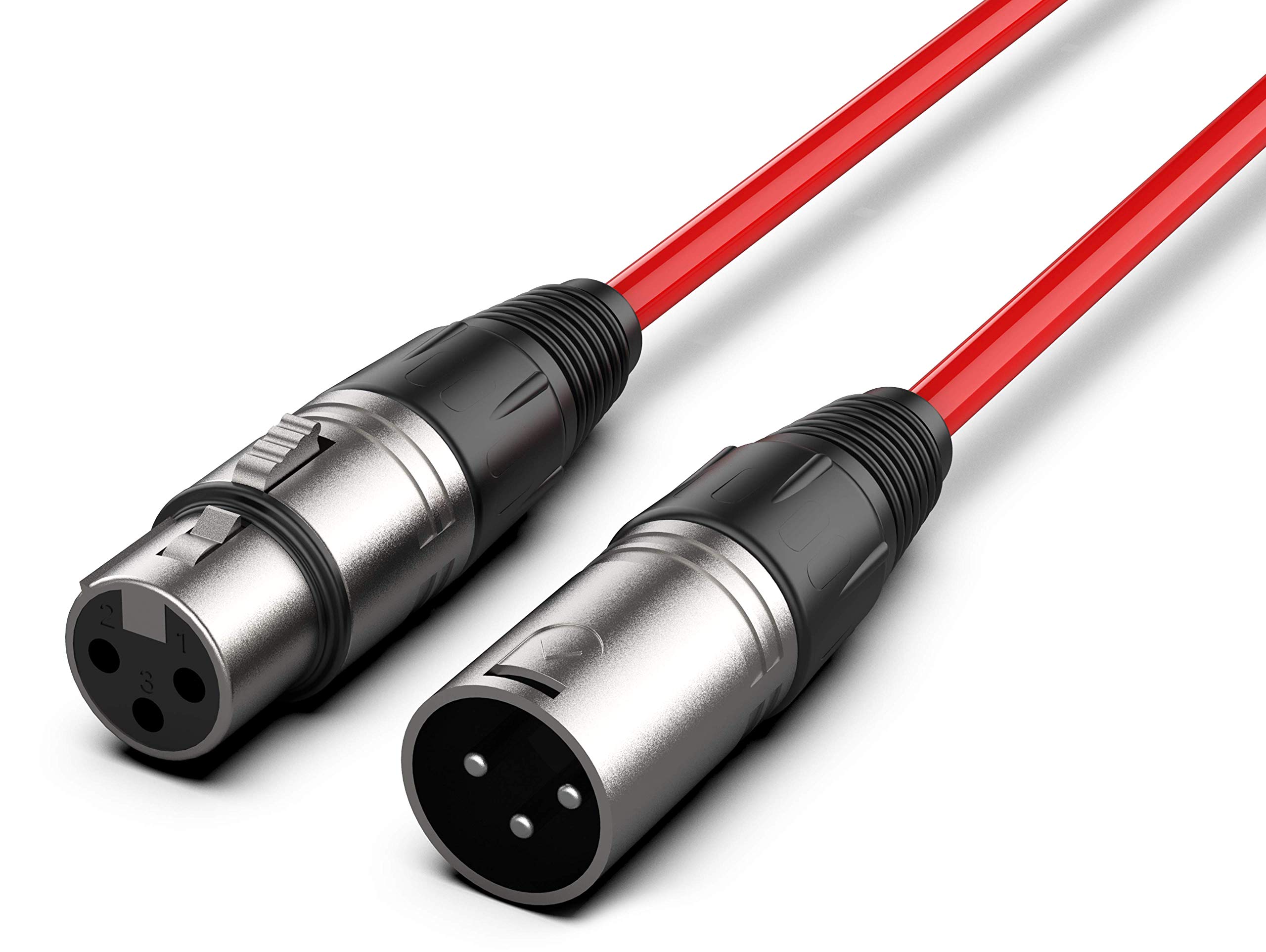 Audibax Silver XLR Male to XLR Female Cable – Length 30 Metres – High Signal Transmission OFC Connectors – PVC Coated – Maximum Insulation – Diameter 6 mm – Red