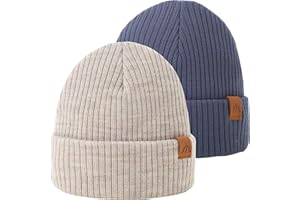 Moon Kitty 2PCS Baby Beanie Soft Toddler Beanie Warm Knitted Infant Winter Hats for Baby Boys