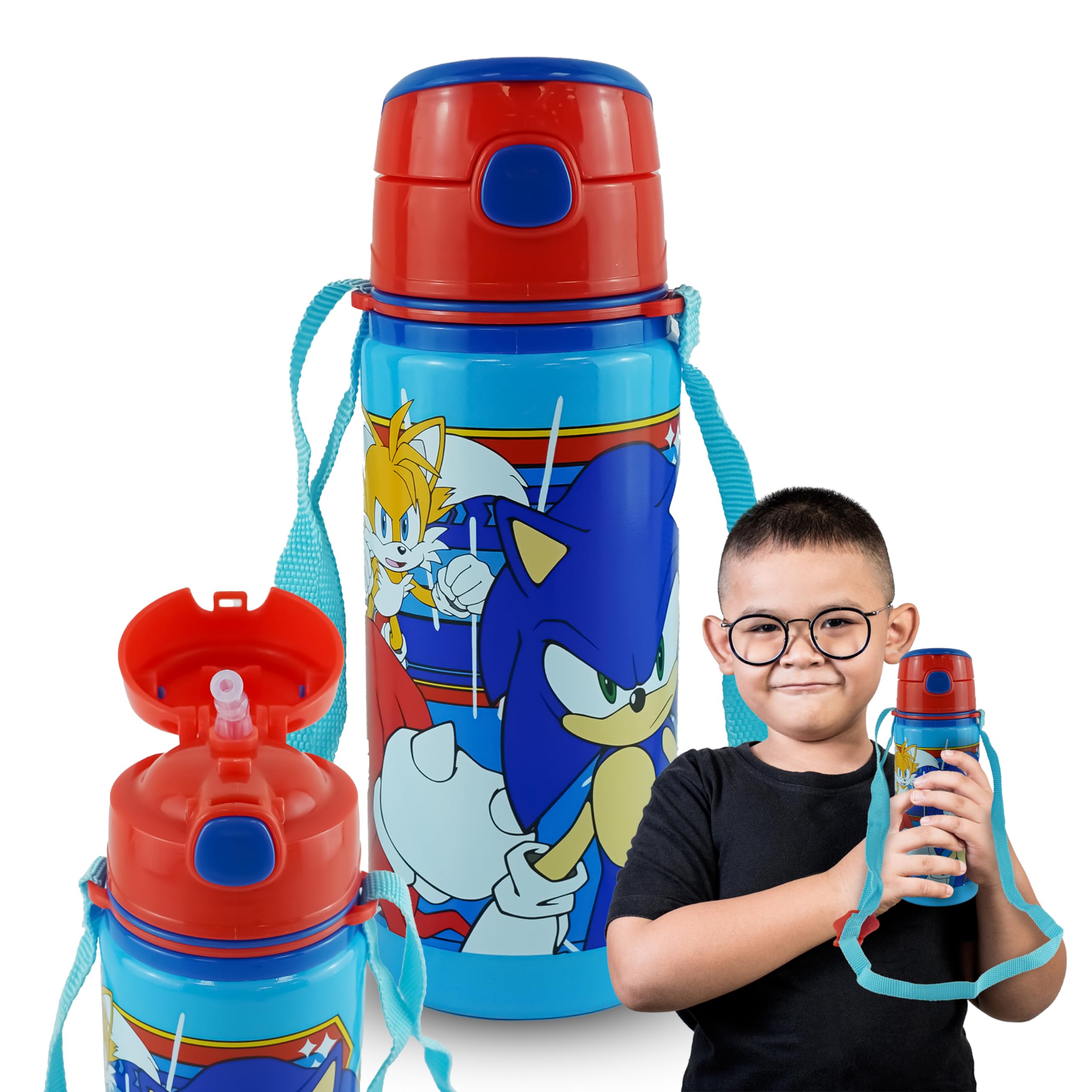 SRV Hub 600ml Sonic Water Bottle with Strap Leak Proof Lightweight Insulated Aluminium Sports Water KBT Disney Bottle for Work Gym Travel Picnic Sports BPA Free | 21.5cm